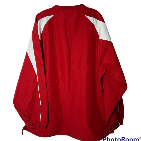 Tri-Mountain Red a white V Neck Long Sleeve Windbreaker Size 2XL - Picture 2 of 7